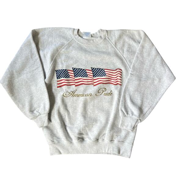 Vintage Santee USA 'American Pride' American Flag Gray Sweatshirt (Sz M) - Picture 1 of 7
